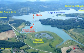 La mappa delle ricerche sul Lago di Bilancino (Elaborazione OsservatoreLibero.it su foto Mario Nocentini)
