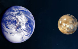 Il confronto tra la Terra (a sin.) e Marte