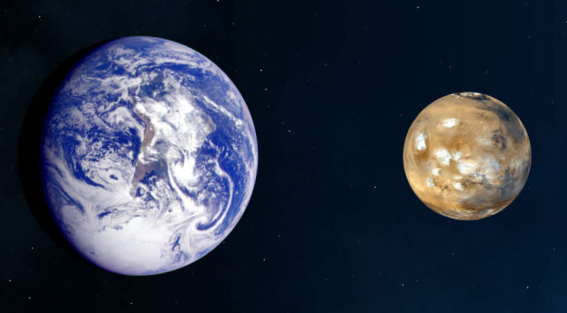 Il confronto tra la Terra (a sin.) e Marte