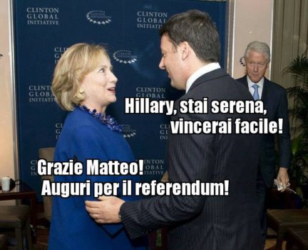 Matteo Renzi e Hillary Clinton vignetta