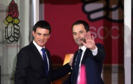 Manuel Valls e Benoit Hamon, vincitore delle primarie della sinistra in Francia