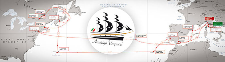 La rotta di Nave Vespucci 2017 in Atlantico