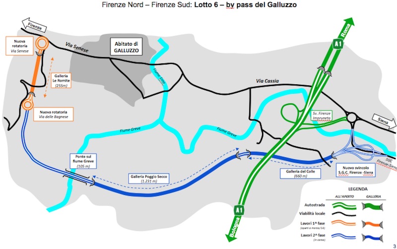 Il tracciato del nuovo by pass del Galluzzo