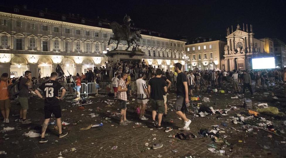 Piazza San Carlo a Torino dopo gli incidenti del 3 giugno 2017