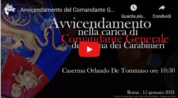 Qui la diretta streaming a cura del Comando Generale dei Carabinieri