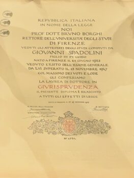 Il diploma di laurea di Giovanni Spadolini mai ritirato dal 1947